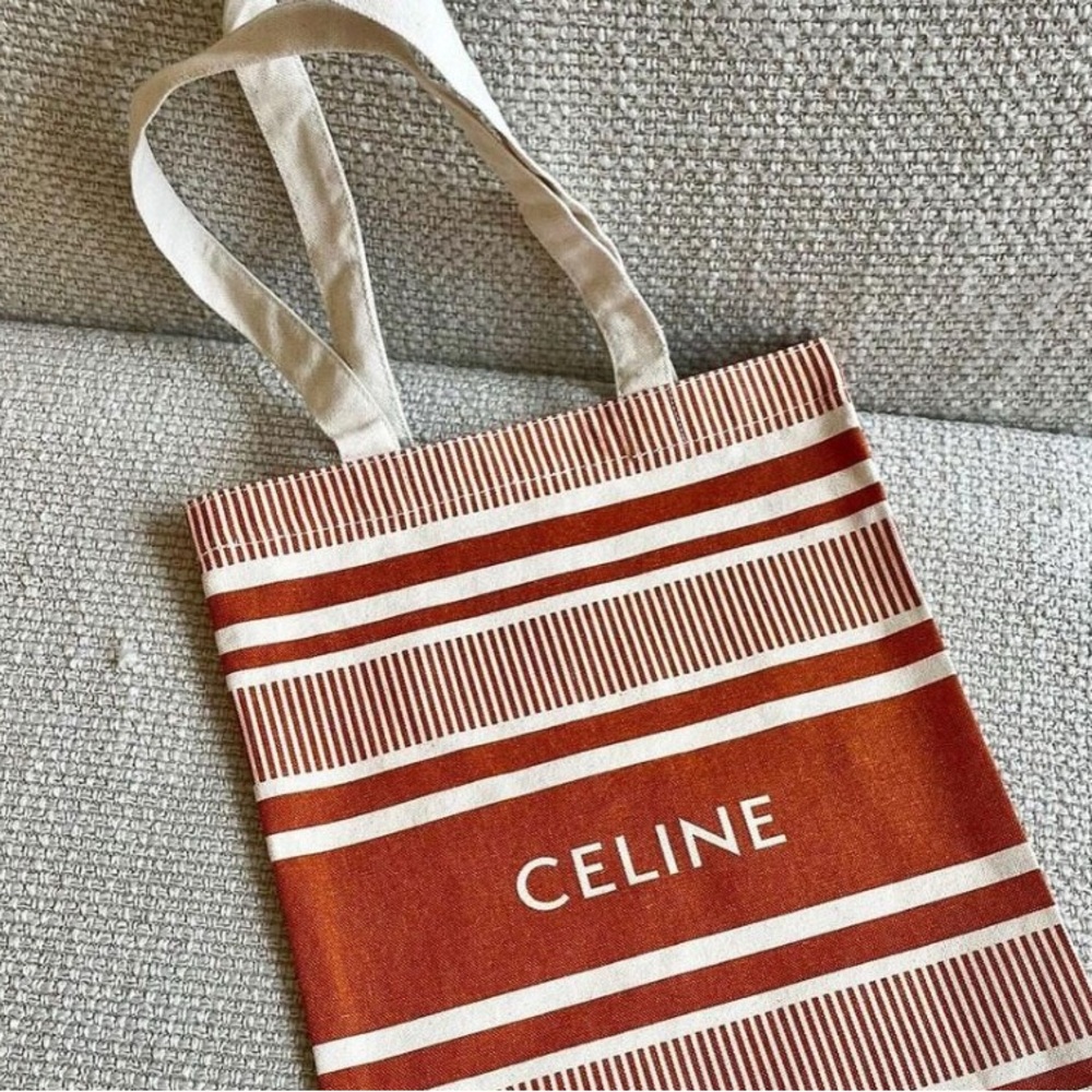Celine Red and Cream Striped Tote Bag (Novelty Bag/Gift with purchase tote bags) - Picture 2 of 4